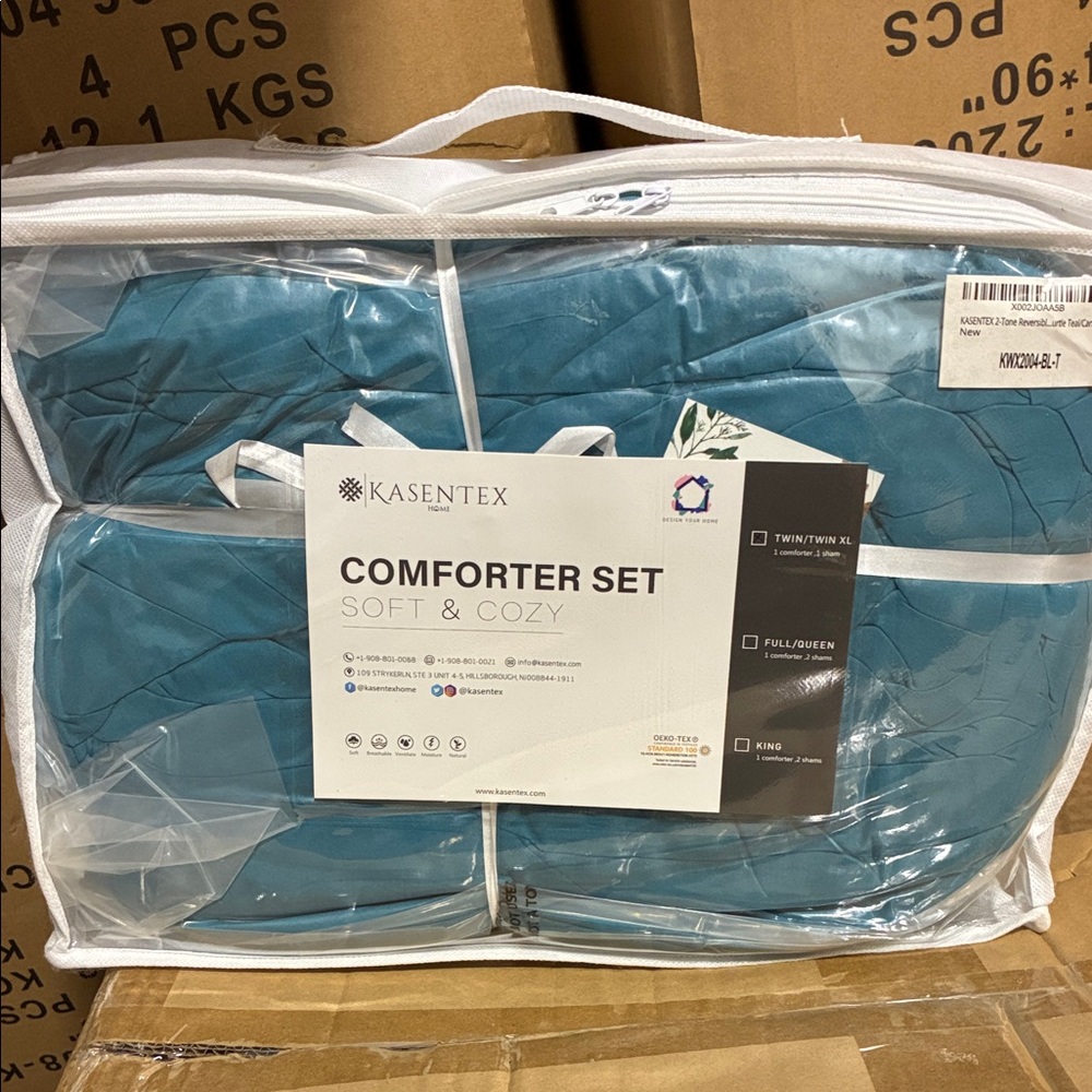 Twin Size Blue Ultra Soft 2-Tone Reversible Comforter Set - 2004-BL-T